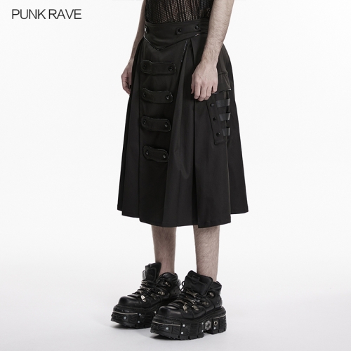 Punk Rave WQ-979BQM Bright Webbing Loose And Draping Cyberpunk Skirt