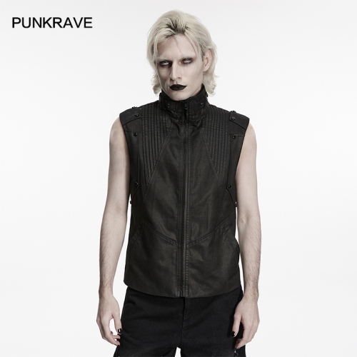 Punk Rave WY-1951MJM Cyber Metal Studs Dark Functional Vest
