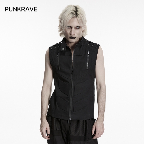 Punk Rave WY-1954MJM Punk Aesthetic Stand Up Collar With Snap Button Cyberpunk Vest