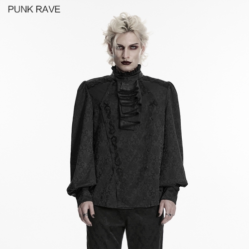 Punk Rave WY-1937CCM Luxurious Tone Of Gothic Style Gorgeous Gothic Embroidered Shirt