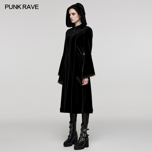 Punk Rave DY-1510LCF Adjustable Drawing Hat With Exquisite Mesh Lining Gorgeous Velvet Goth Coat