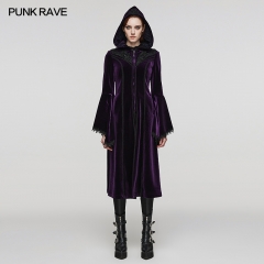 Punk Rave Plus Size DY-1510LCF Purple Adjustable Drawing Hat With Exquisite Mesh Lining Gorgeous Velvet Goth Coat