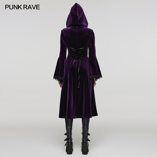 Punk Rave Plus Size DY-1510LCF Purple Adjustable Drawing Hat With Exquisite Mesh Lining Gorgeous Velvet Goth Coat