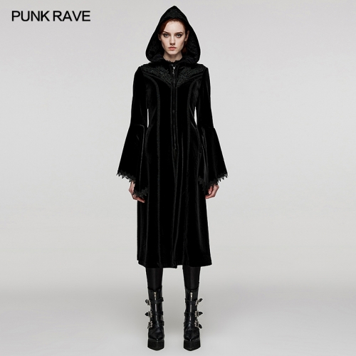 Punk Rave DY-1510LCF Adjustable Drawing Hat With Exquisite Mesh Lining Gorgeous Velvet Goth Coat