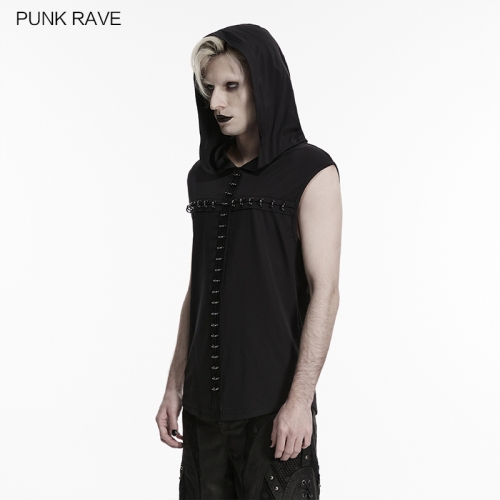 Punk Rave WT-1099BXM Sleeveless And Hooded Goth Dark T-Shirt