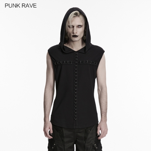 Punk Rave WT-1099BXM Sleeveless And Hooded Goth Dark T-Shirt