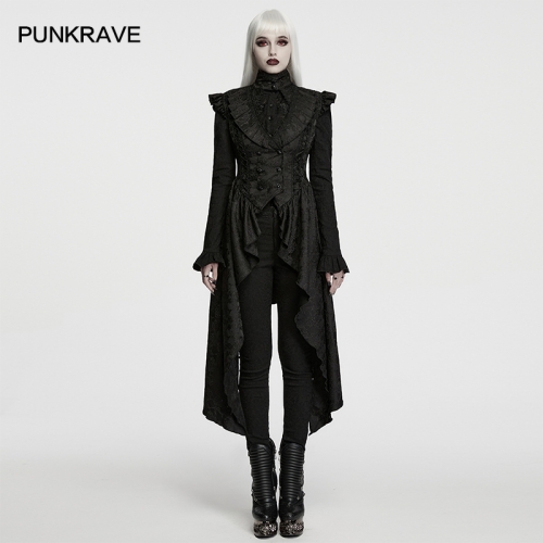 Punk Rave WY-1988MJF Jacquard Fabric With A Dark Pattern Gothic Asymmetrical Vest