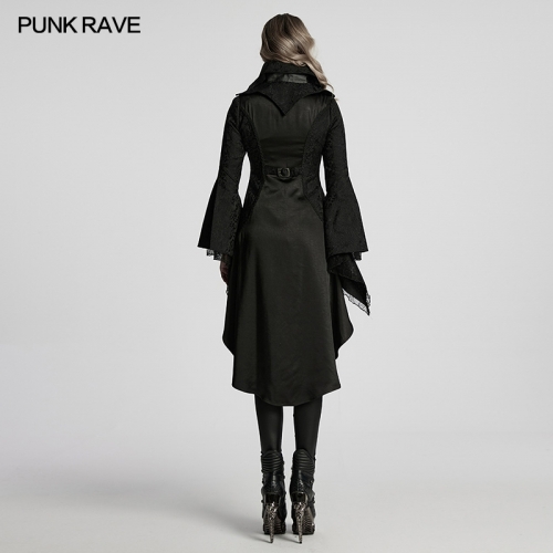 Punk Rave WY-1736XCF Glossy Woven Fabric And Lace Goth Gorgeous Palace High-Low Jacket