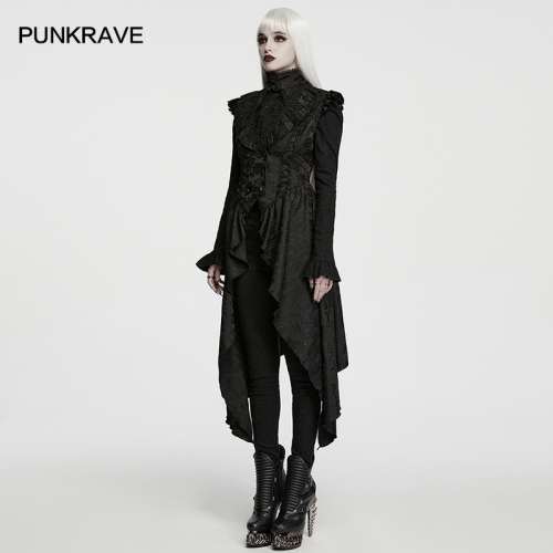 Punk Rave WY-1988MJF Jacquard Fabric With A Dark Pattern Gothic Asymmetrical Vest