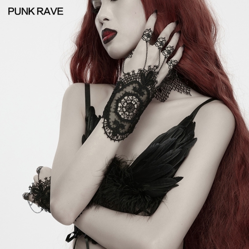 Punk Rave WS-976SSF Hollow Lace Vintage Gothic Lace Gloves