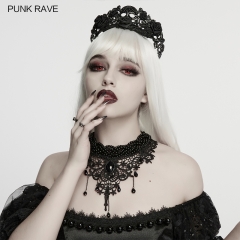 Punk Rave WS-939LHF Dark-Themed 3d Patterns Glamorous Goth Lace Choker