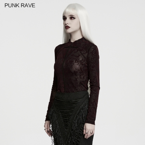 Punk Rave WT-1110TCF Easy Wearing Rose Mesh Pattern Base T-Shirt