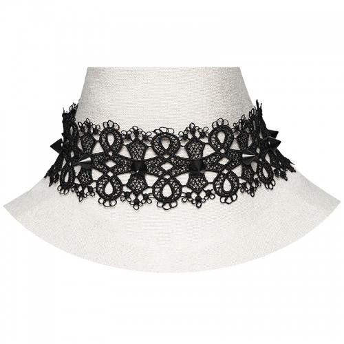 Punk Rave WS-940LHF Elegant Gothic Black Hollow Lace Cross Lace Choker