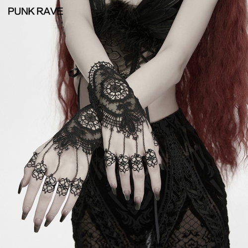 Punk Rave WS-976SSF Hollow Lace Vintage Gothic Lace Gloves
