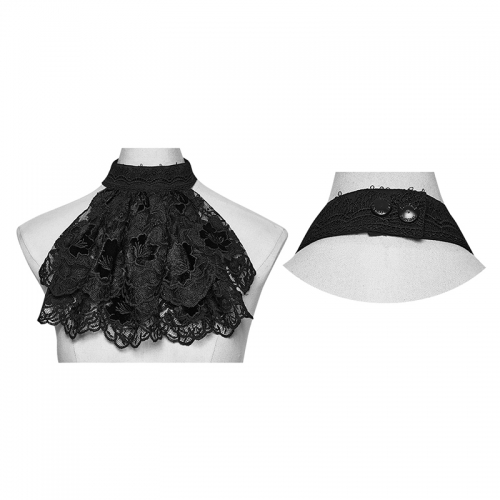 Punk Rave WS-945LHF Exquisite Lace And Flocking Floral Patterns Goth Collar