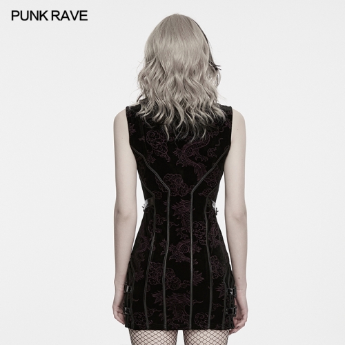Punk Rave WQ-988LQF Segmentation Lines Cyber New Chinese Dress