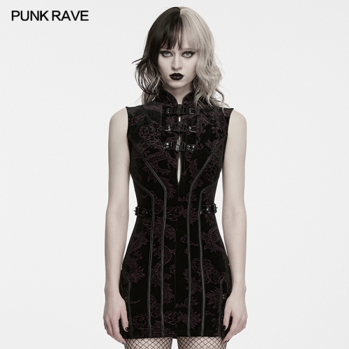 Punk Rave WQ-988LQF Segmentation Lines Cyber New Chinese Dress