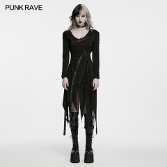 Punk Rave WQ-994LQF Skin-Friendly And Breathable Punk Hooded Asymmetrical Dress