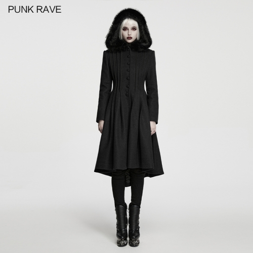 Punk Rave WY-1968ECF Retro Elegant Layered Look Micro-Elastic Wool Fabric Elegant Gothic Coat