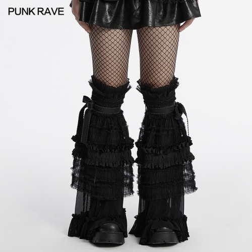 Punk Rave OS-706JTF Elastic Texture Ruffled Edge Mesh Cute Ruffled Leg Warmer