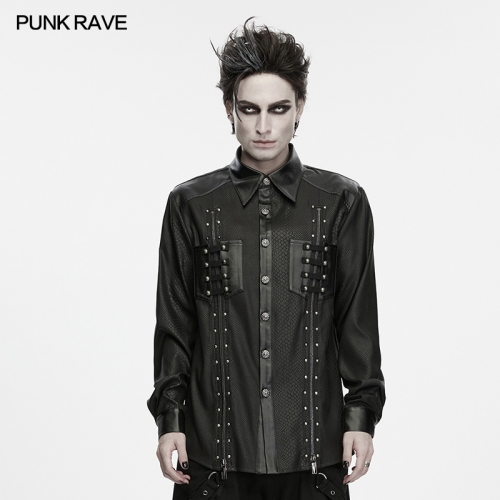 Punk Rave WY-2038CCM Symmetrical Design Snake Pattern Studded Punk Shirt