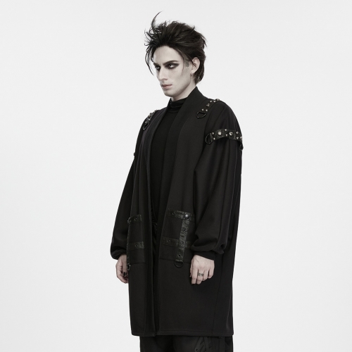 Punk Rave WY-2060ZCM Loose Drop-Shoulder Cardigan Design Punk Dark Long Cardigan