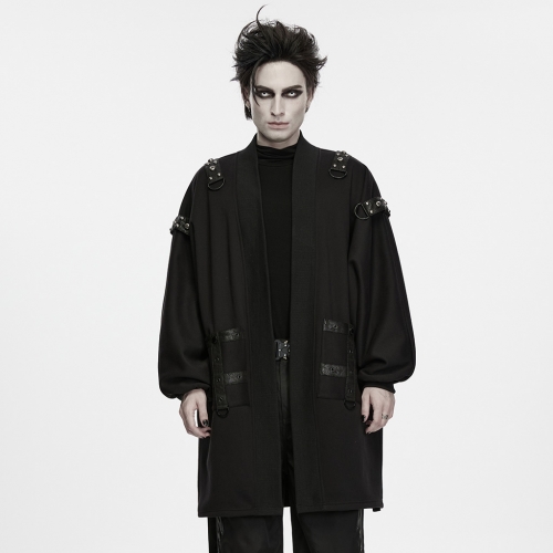 Punk Rave WY-2060ZCM Loose Drop-Shoulder Cardigan Design Punk Dark Long Cardigan