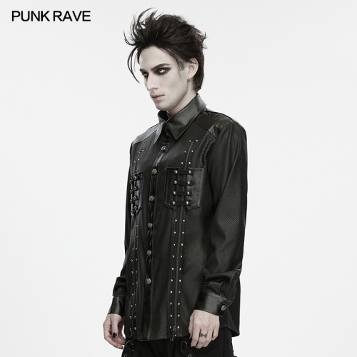 Punk Rave WY-2038CCM Symmetrical Design Snake Pattern Studded Punk Shirt
