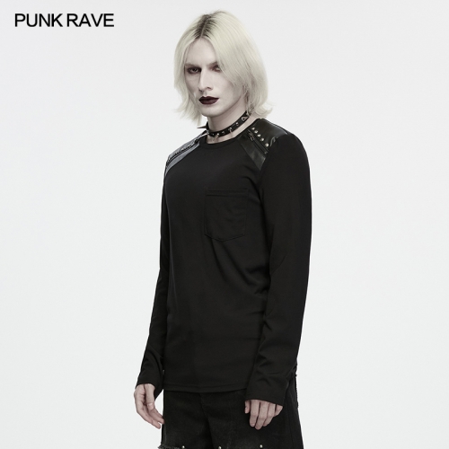 Punk Rave WT-1129TCM Round Neck And A Slim Fit Long Sleeve Design Dark Prison Punk T-Shirt