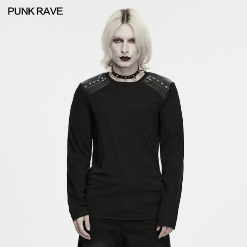 Punk Rave WT-1129TCM Round Neck And A Slim Fit Long Sleeve Design Dark Prison Punk T-Shirt