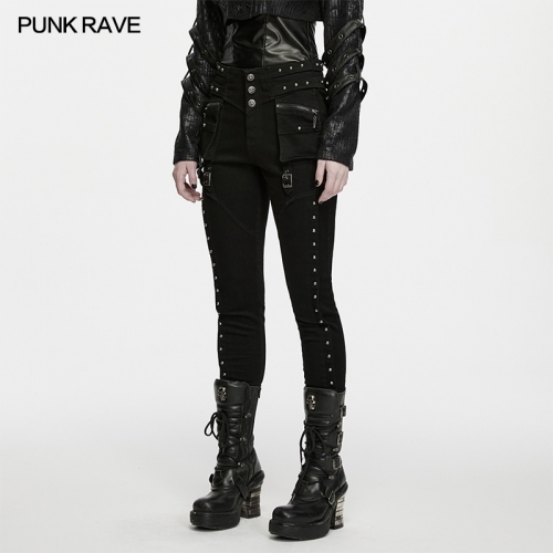 Punk Rave WK-827NCF Slightly Stretchy Twill Denim Fabric Punk Cool Slim Pants