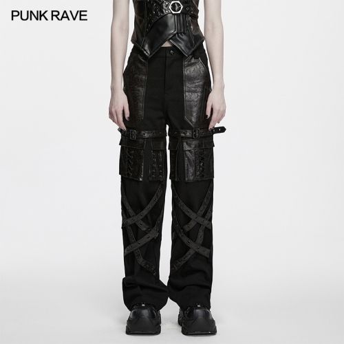 Punk Rave WK-823XCF Non-Elastic Twill Fabric Punk Straight Leg Pants