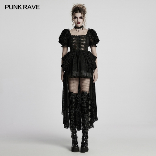 Punk Rave WLQ-109LQF Woven Fabric And Floacking Mesh Large Square Neckline Lolita Sweet Cool Dress