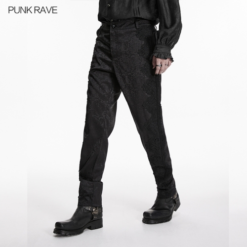 Punk Rave WK-801XCM Dark Jacquard Fabric Goth Dark Pattern Pants