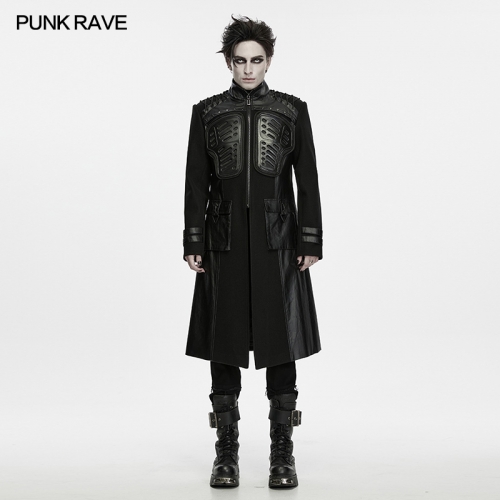 Punk Rave WY-2024XCM Twill Rubberized Faux Leather Dark Military Armor Punk Jacket