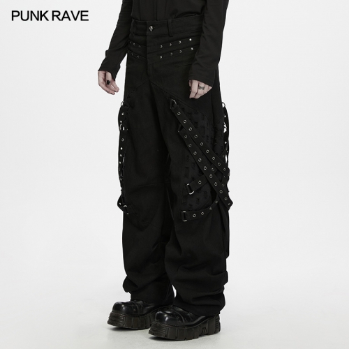 Punk Rave WK-844XCM Durable Woven Fabric Punk Decadant Metal Tapered Pants