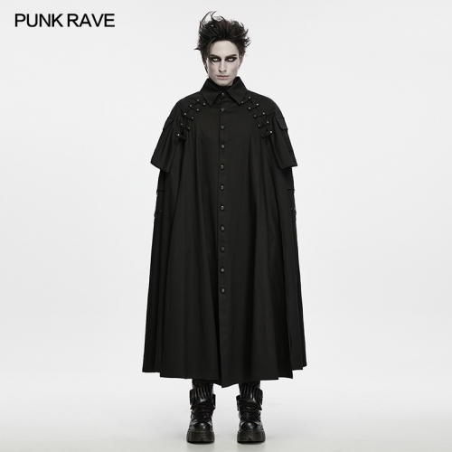 Punk Rave WY-2031DPM Draping And Crisp Woven Fabric Ruins Era Strap Cloak