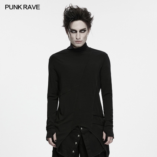 Punk Rave WT-1122TCM Turtle Neck Long-Sleeve Design Gothic Shadow Turtle Neck T-Shirt