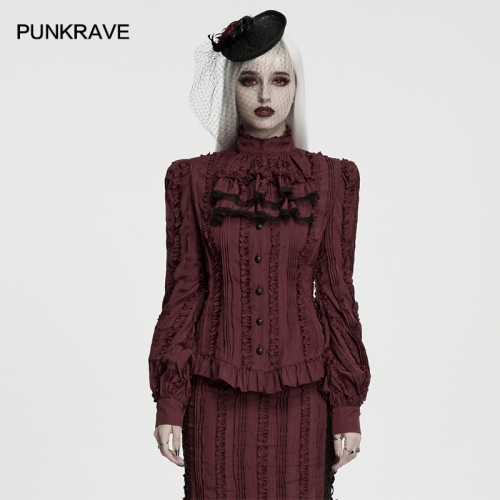 Punk Rave WY-1985CCF Black Non-Stretch Woven Fabric Victorian Classic Shirt