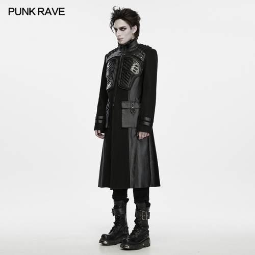 Punk Rave WY-2024XCM Twill Rubberized Faux Leather Dark Military Armor Punk Jacket