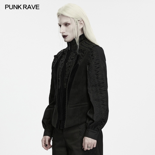 Punk Rave WY-2030MJM Warm And Comfortable Wool Fabric Goth Embossed Appliqué Court Vest