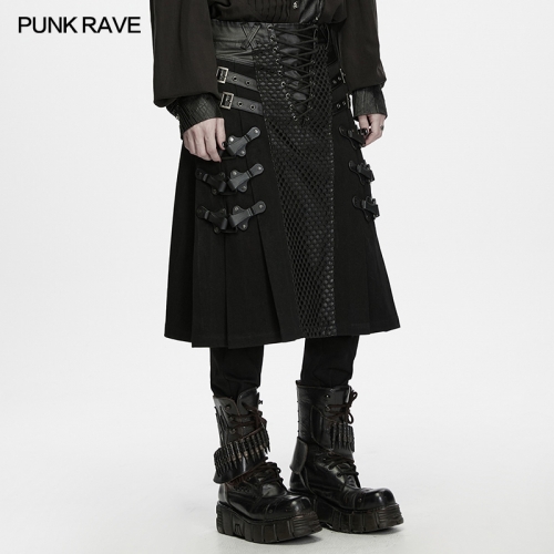Punk Rave WQ-1012BQM Durable Twill Woven Fabric Punk Heavy-Duty Skirt