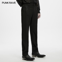Punk Rave WK-840XCM Tailored Gentleman's Fit Dark Embossed Trimmed Trousers