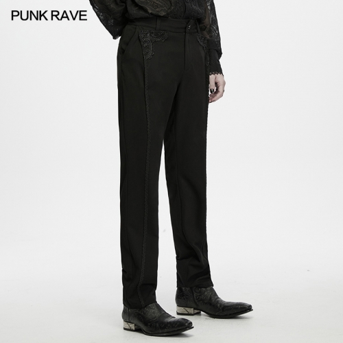 Punk Rave WK-840XCM Tailored Gentleman's Fit Dark Embossed Trimmed Trousers