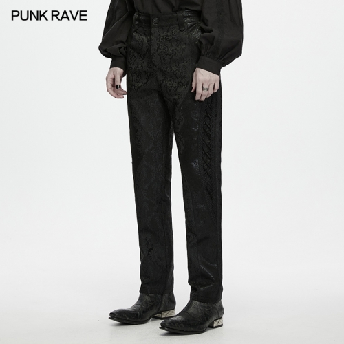 Punk Rave WK-834XCM Dark Aesthetic Jacquard Woven Fabric Gothic Court Long Pants