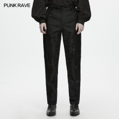 Punk Rave WK-834XCM Dark Aesthetic Jacquard Woven Fabric Gothic Court Long Pants
