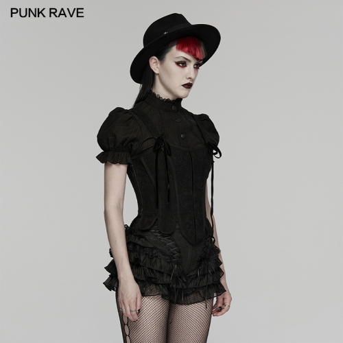 Punk Rave WK-768XDF Dark Jacquard Woven Fabric Goth Cake Shorts