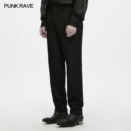 Punk Rave WK-840XCM Tailored Gentleman's Fit Dark Embossed Trimmed Trousers